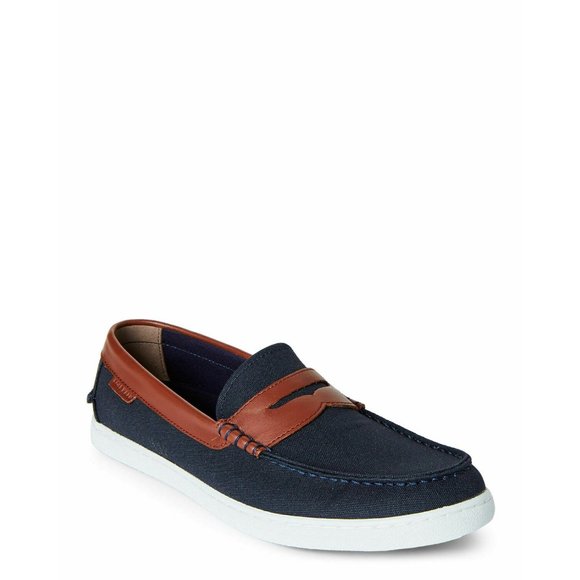 COLE HAAN Blue & Chestnut Nantucket Loafers -10.5M - Picture 1 of 12